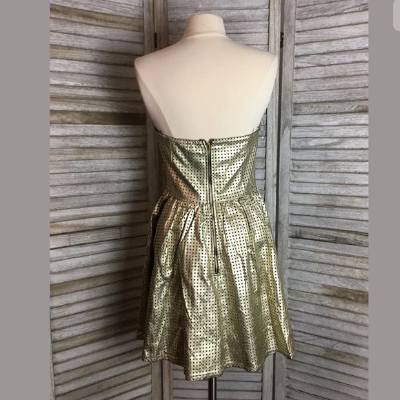 Gold Star Print Mini Dress Sz L Nwt flaw - Picture 5 of 7